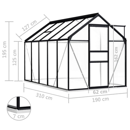 Greenhouse with Base Frame Anthracite Aluminium - Assembly available!