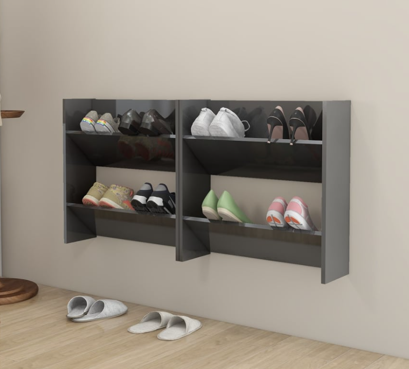 Wall mounted shoe rack X2 - Grey gloss